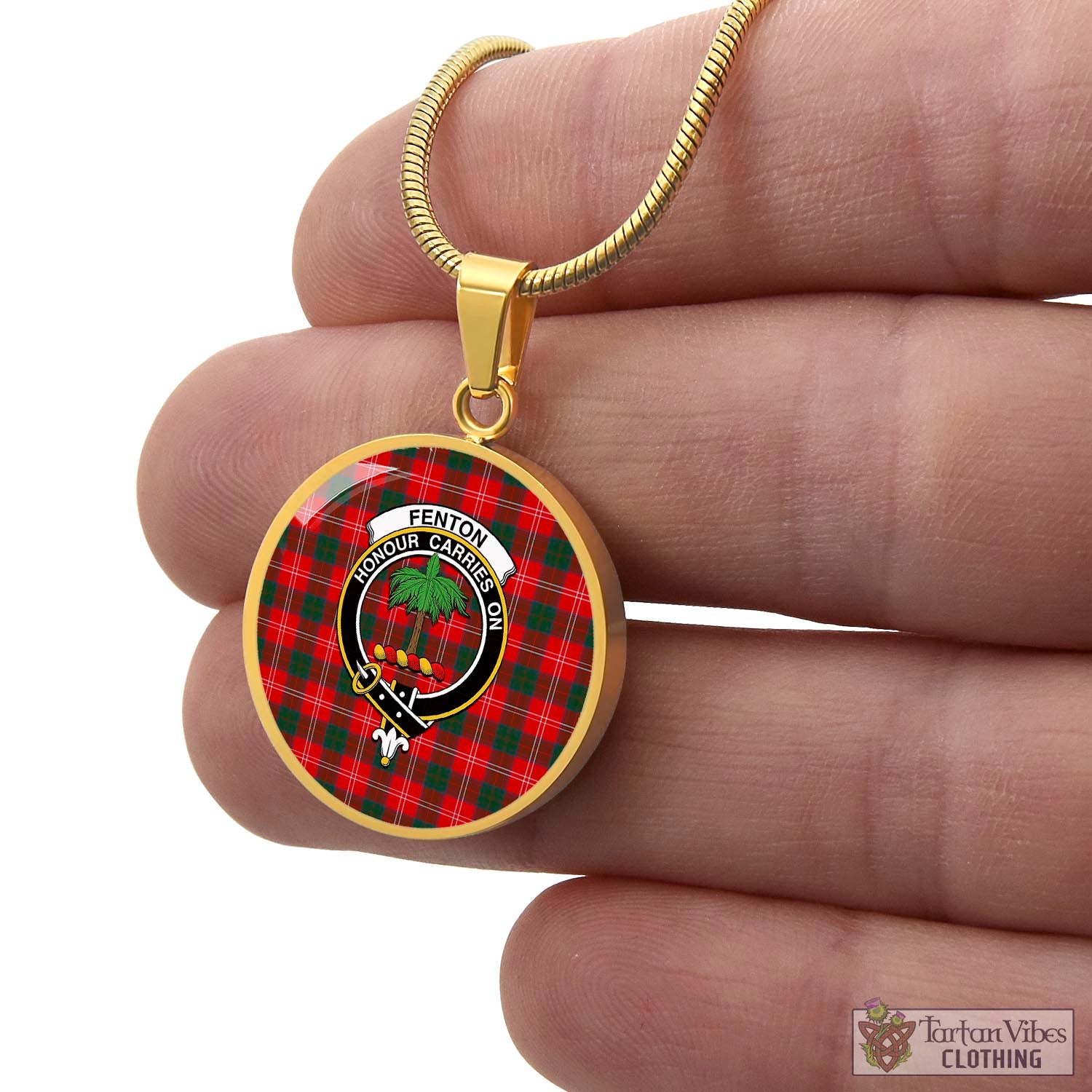 Fenton Tartan Circle Necklace with Family Crest - Tartan Vibes Clothing