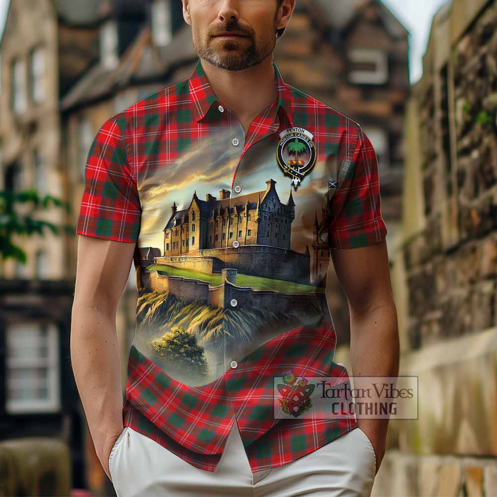 Fenton Tartan Family Crest Hawaiian Shirt with Scottish Ancient Castle Style - Tartan Vibes Clothing
