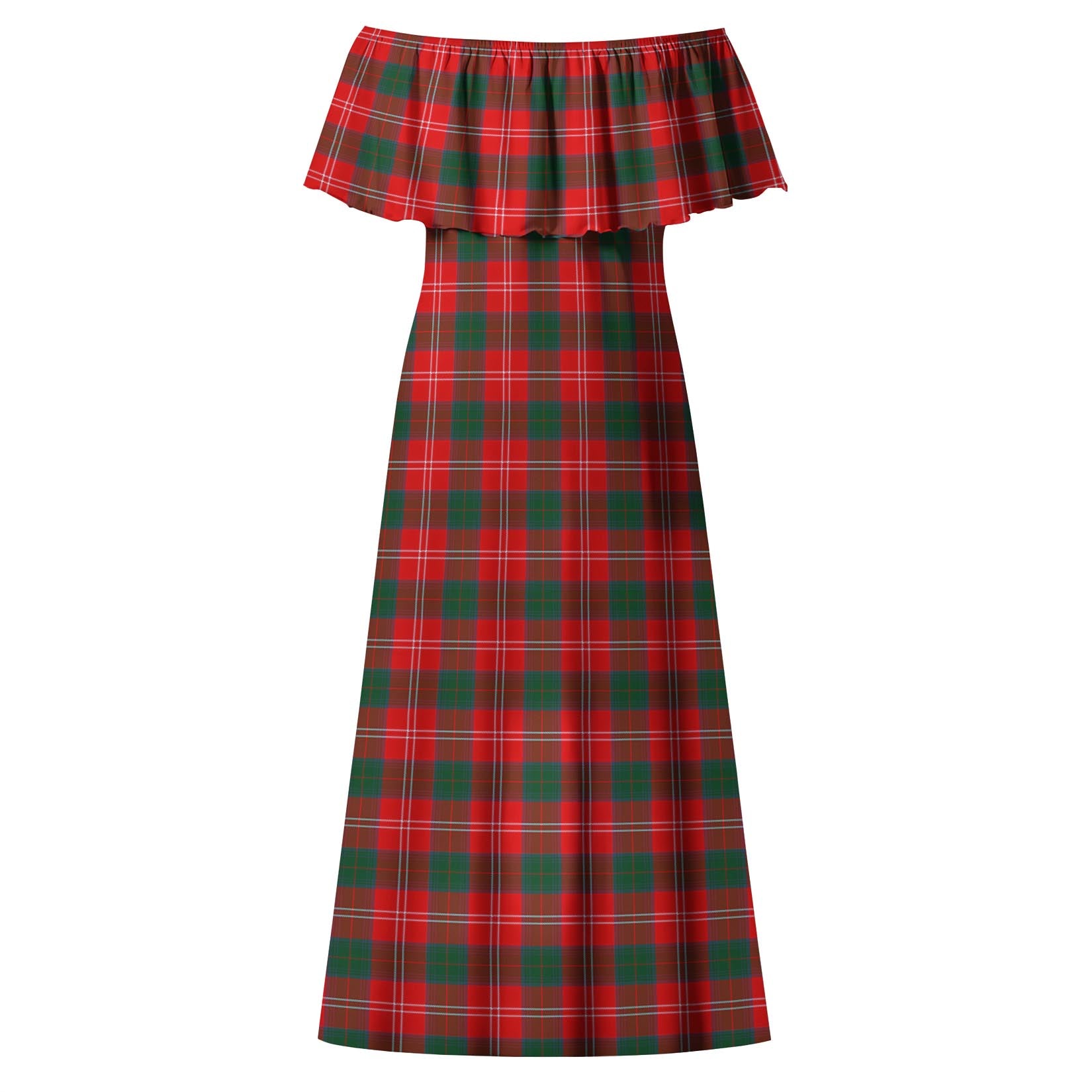 Fenton Tartan Off Shoulder Long Dress - Tartan Vibes Clothing