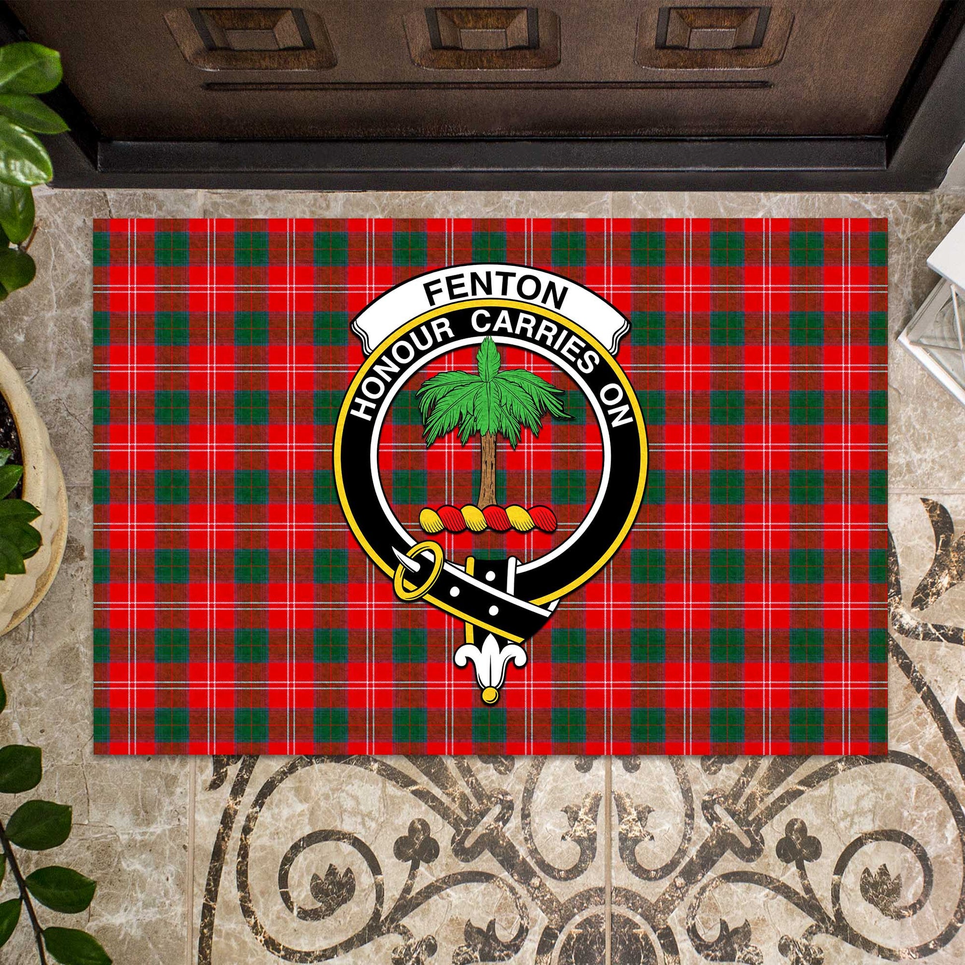 Fenton Tartan Rubber Doormat with Family Crest - Tartan Vibes Clothing