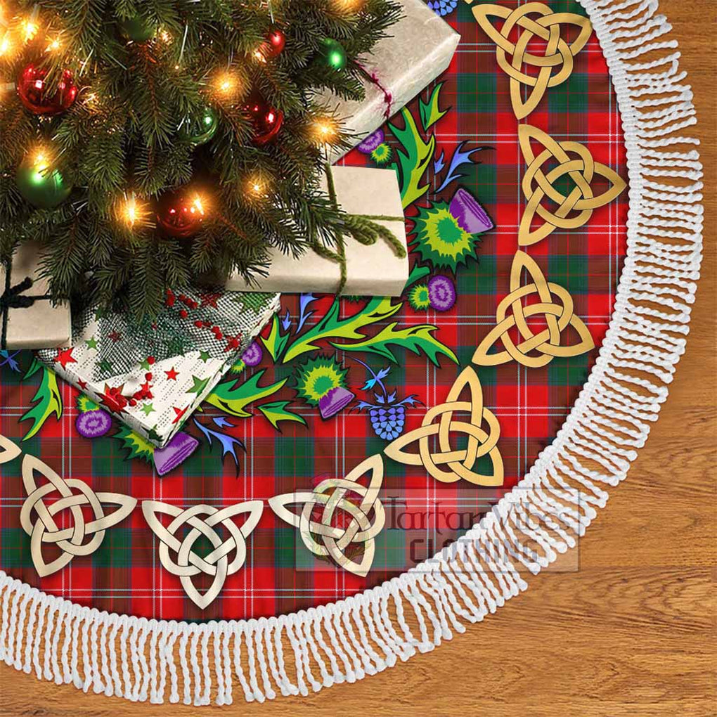 Tartan Vibes Clothing Fenton Tartan Christmas Tree Skirt with Thistle Celtic Knot Style