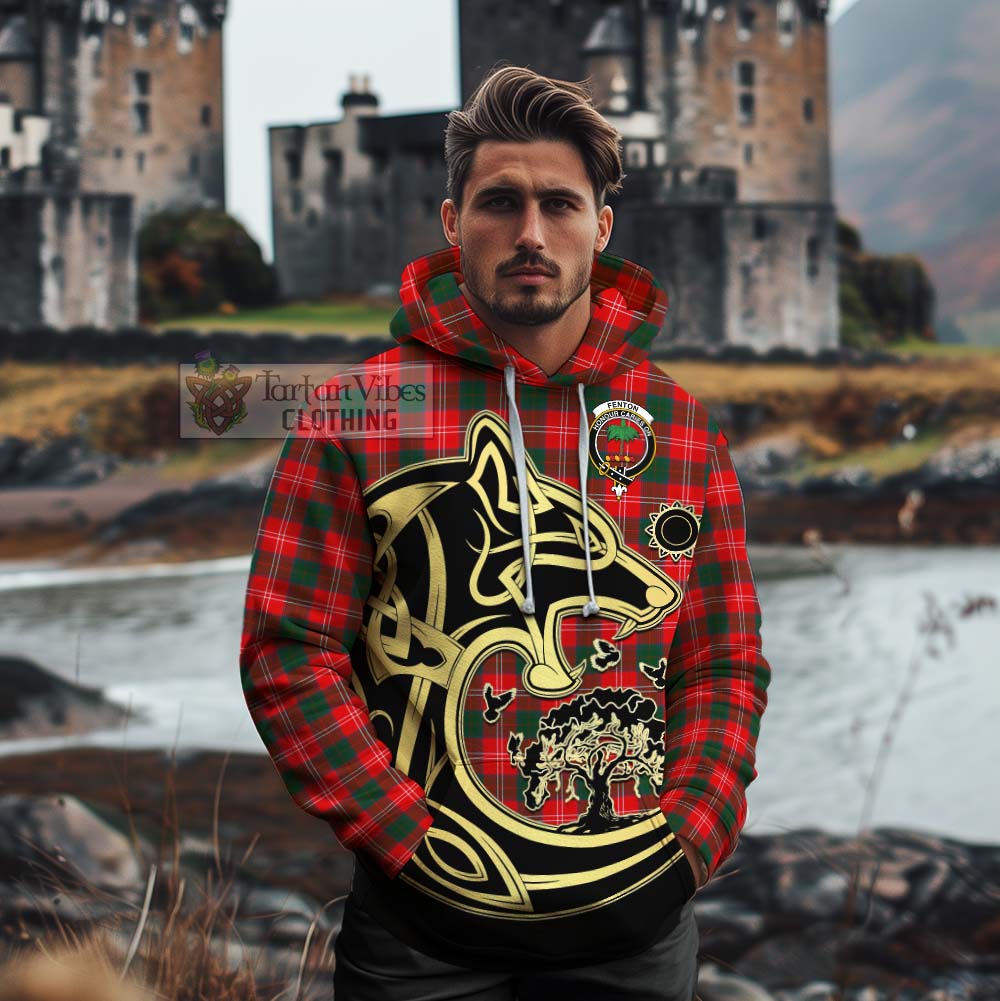 Fenton Tartan Cotton Hoodie with Family Crest Celtic Wolf Style - Tartan Vibes Clothing