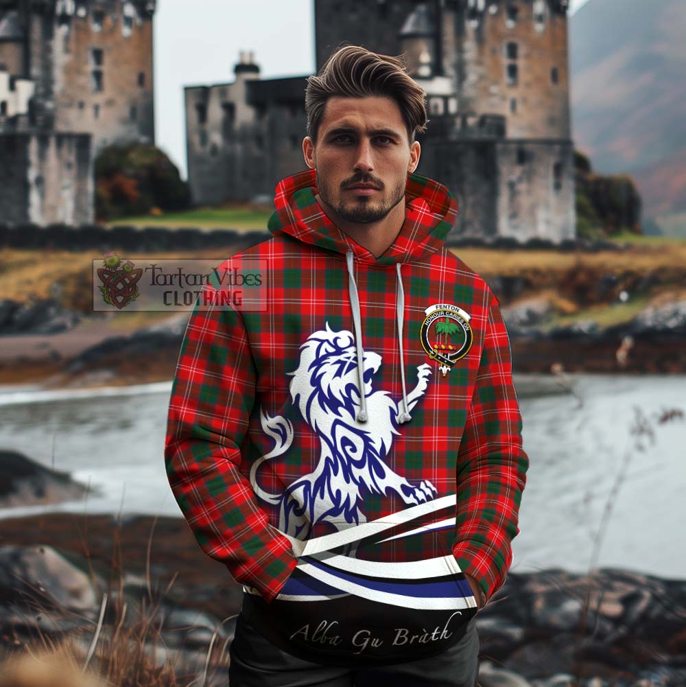 Fenton Tartan Cotton Hoodie with Alba Gu Brath Regal Lion Emblem - Tartan Vibes Clothing