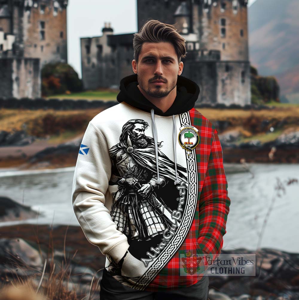 Fenton Tartan Clan Crest Cotton Hoodie with Highlander Warrior Celtic Style - Tartan Vibes Clothing