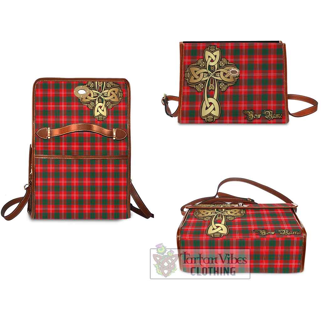 Tartan Vibes Clothing Fenton Tartan Waterproof Canvas Bag Golden Thistle Celtic Cross Style