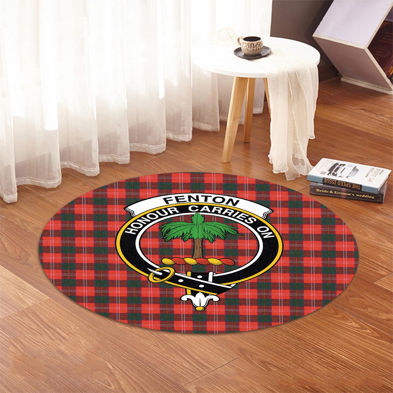 Fenton Tartan Round Rug with Family Crest - Tartan Vibes Clothing