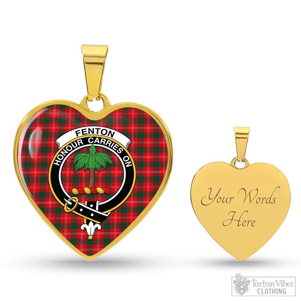 Fenton Tartan Heart Necklace with Family Crest Luxury Necklace (Gold) Yes - Tartan Vibes Clothing