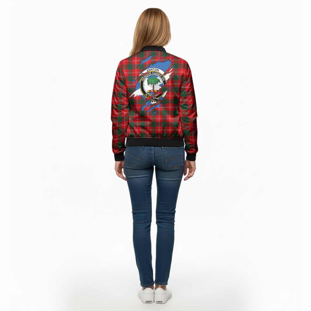 Fenton Clan Crest In Me Tartan Bomber Jacket Scotland Flag Style