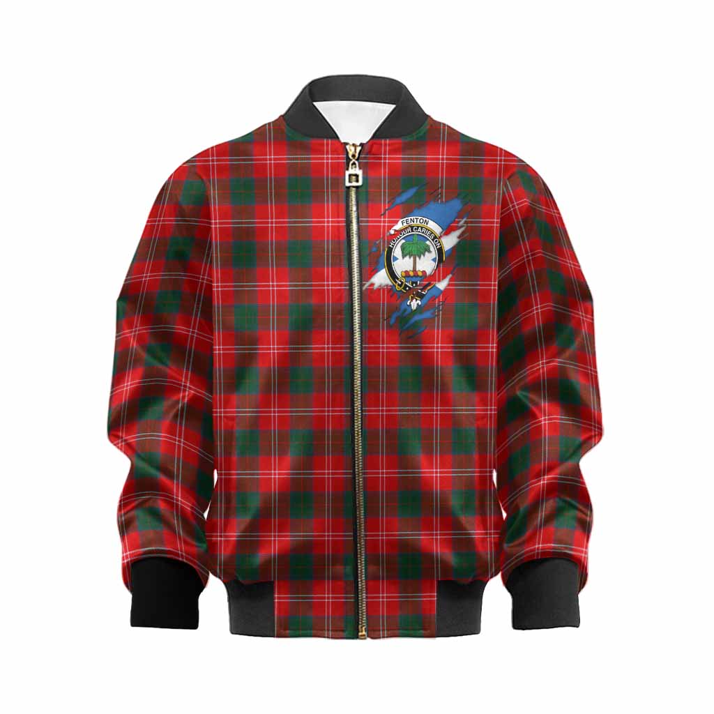 Fenton Clan Crest In Me Tartan Kid Bomber Jacket Scotland Flag Style