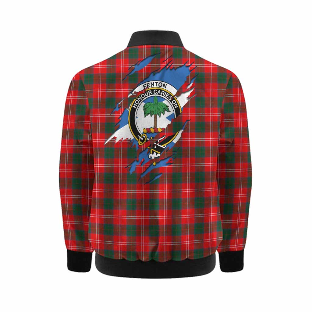 Fenton Clan Crest In Me Tartan Kid Bomber Jacket Scotland Flag Style