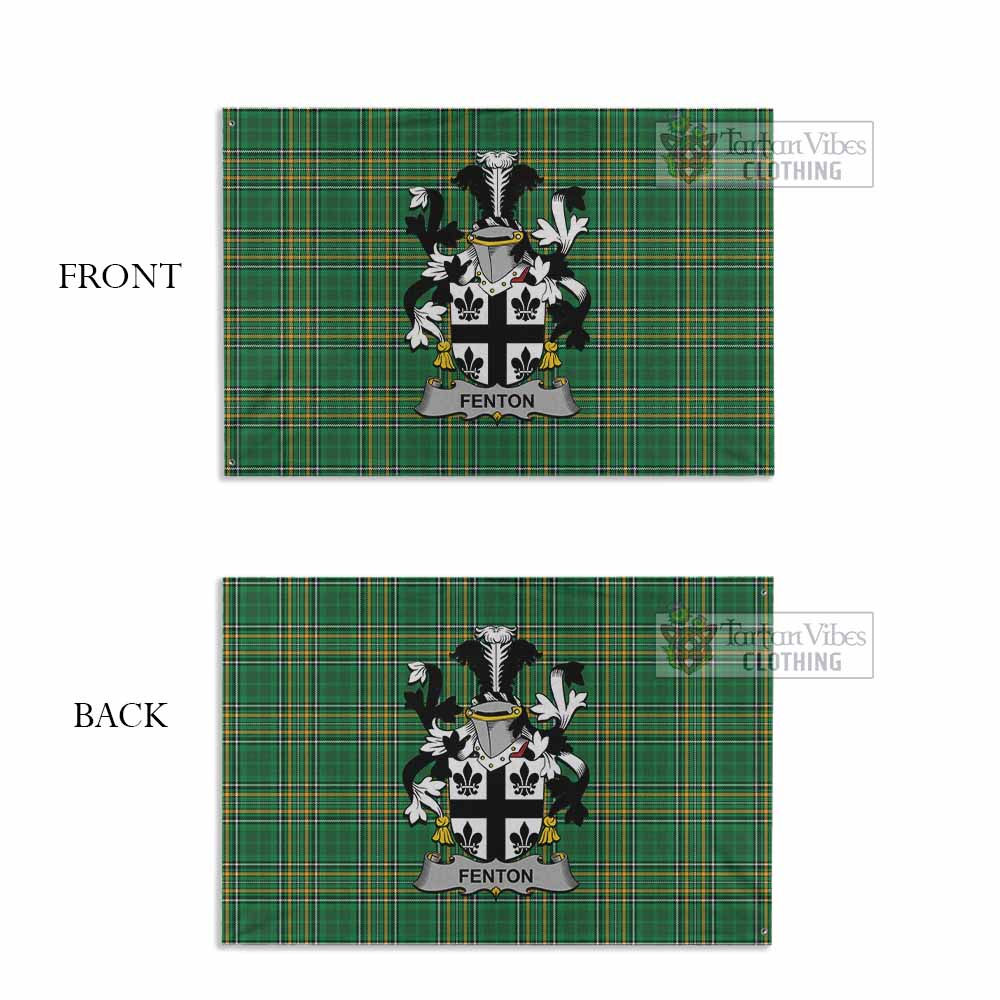 Tartan Vibes Clothing Fenton Irish Clan Tartan House Flag with Coat of Arms