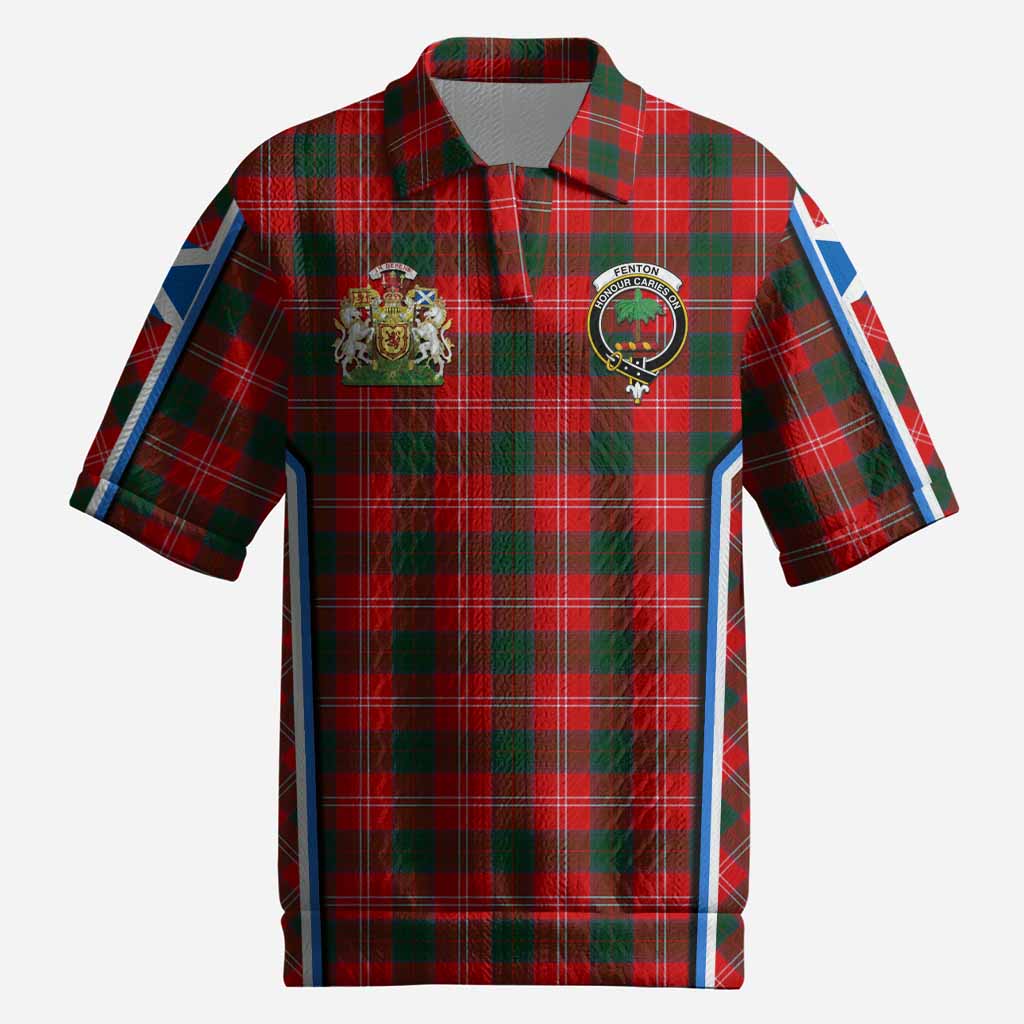 Fenton Tartan Crest Men’s Polo Sweater Top Scotland Coat of Arm Flag Style