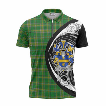 Fergus Irish Clan Zipper Polo Shirt Celtic Circle Style