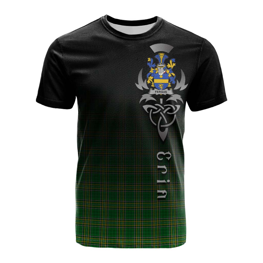 Tartan Vibes Clothing Fergus Irish Clan Cotton T-shirt with Coat of Arms Erin Go Bragh Celtic Inspired