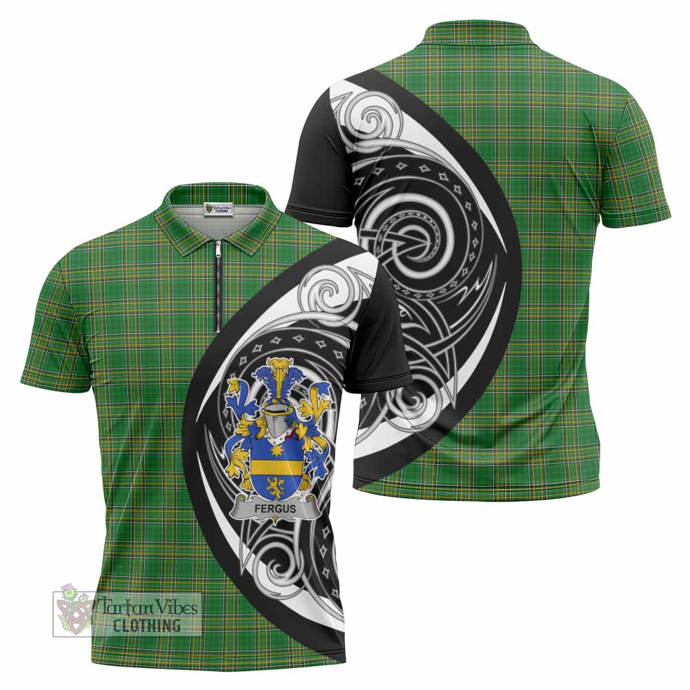 Tartan Vibes Clothing Fergus Irish Clan Zipper Polo Shirt Celtic Circle Style