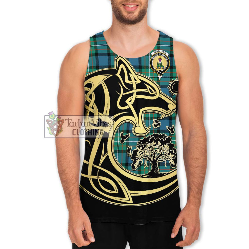 Ferguson (Fergusson) Tartan Men's Tank Top with Family Crest Celtic Wolf Style Men - Tartan Vibes Clothing