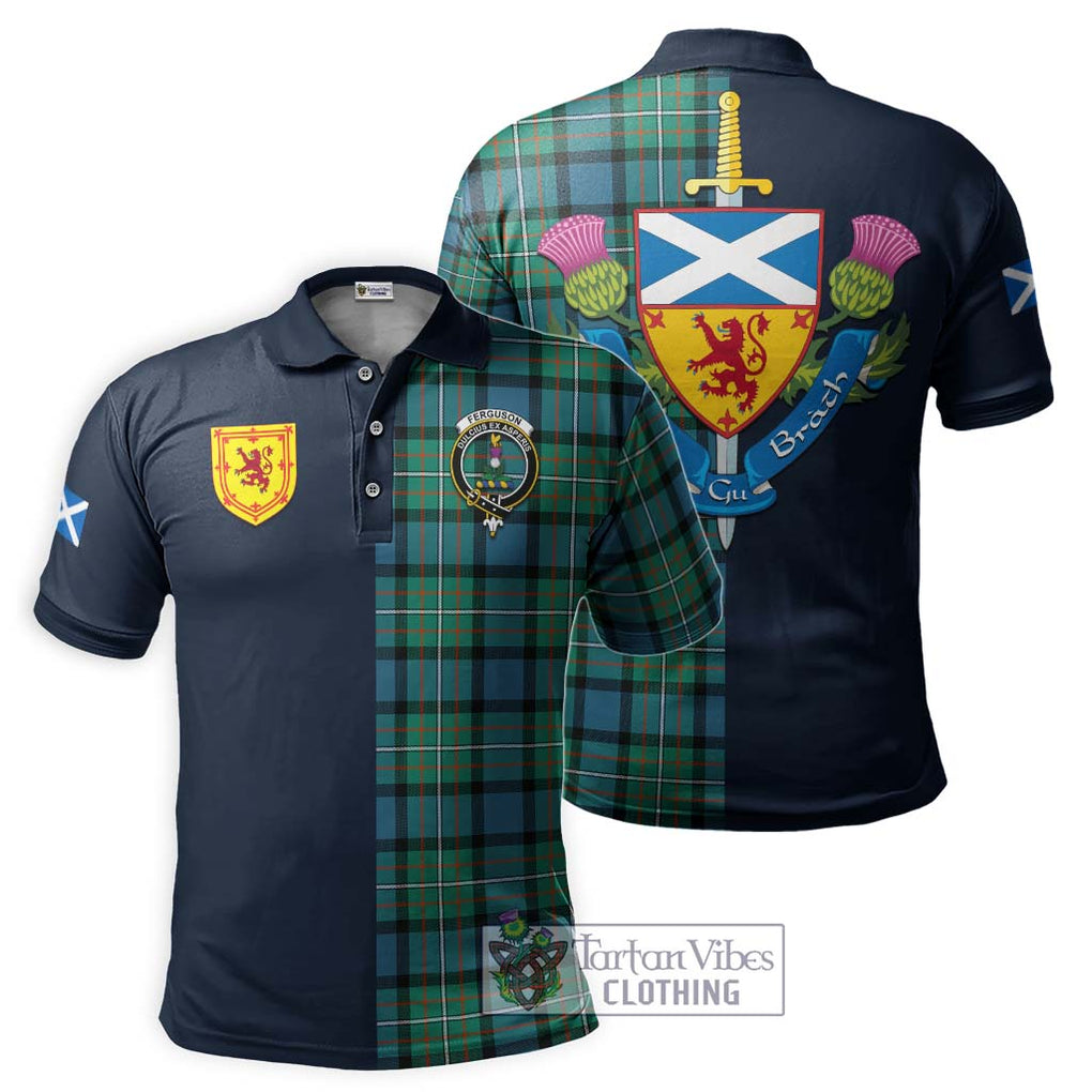 Tartan Vibes Clothing Ferguson Ancient Tartan Polo Shirt with Scottish Lion Royal Arm Half Style