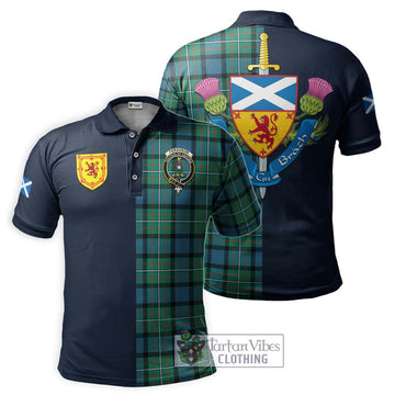Ferguson (Fergusson) Tartan Polo Shirt Alba with Scottish Lion Royal Arm Half Style