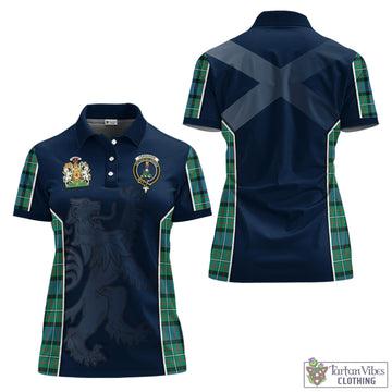 Ferguson Ancient Tartan Women's Polo Shirt with Family Crest and Lion Rampant Vibes Sport Style