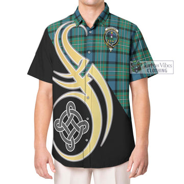 Ferguson (Fergusson) Tartan Hawaiian Shirt with Family Crest and Celtic Symbol Style