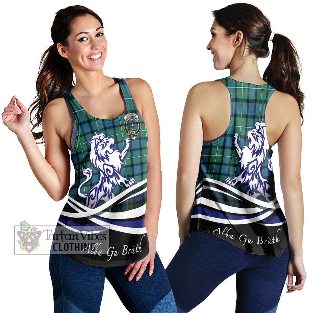 Ferguson (Fergusson) Tartan Women's Racerback Tanks with Alba Gu Brath Regal Lion Emblem 4XL - Tartanvibesclothing Shop