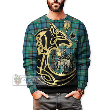 Ferguson (Fergusson) Tartan Sweatshirt with Family Crest Celtic Wolf Style Unisex - Tartan Vibes Clothing