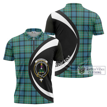 Tartan Vibes Clothing Ferguson Ancient Tartan Zipper Polo Shirt with Family Crest Circle Style