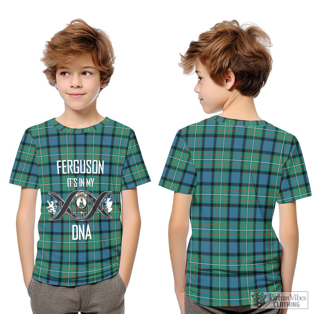 Ferguson (Fergusson) Tartan Kid T-Shirt with Family Crest DNA In Me Style Youth XL Size14 - Tartanvibesclothing Shop