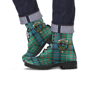 Ferguson Ancient Tartan Leather Boots with Family Crest