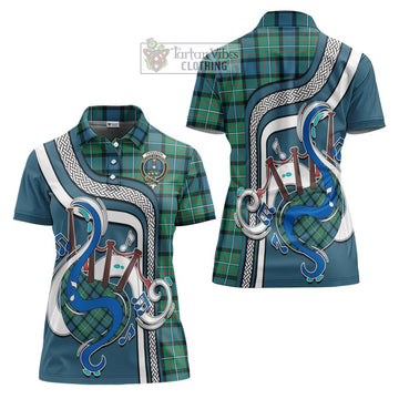 Ferguson (Fergusson) Tartan Women's Polo Shirt with Epic Bagpipe Style