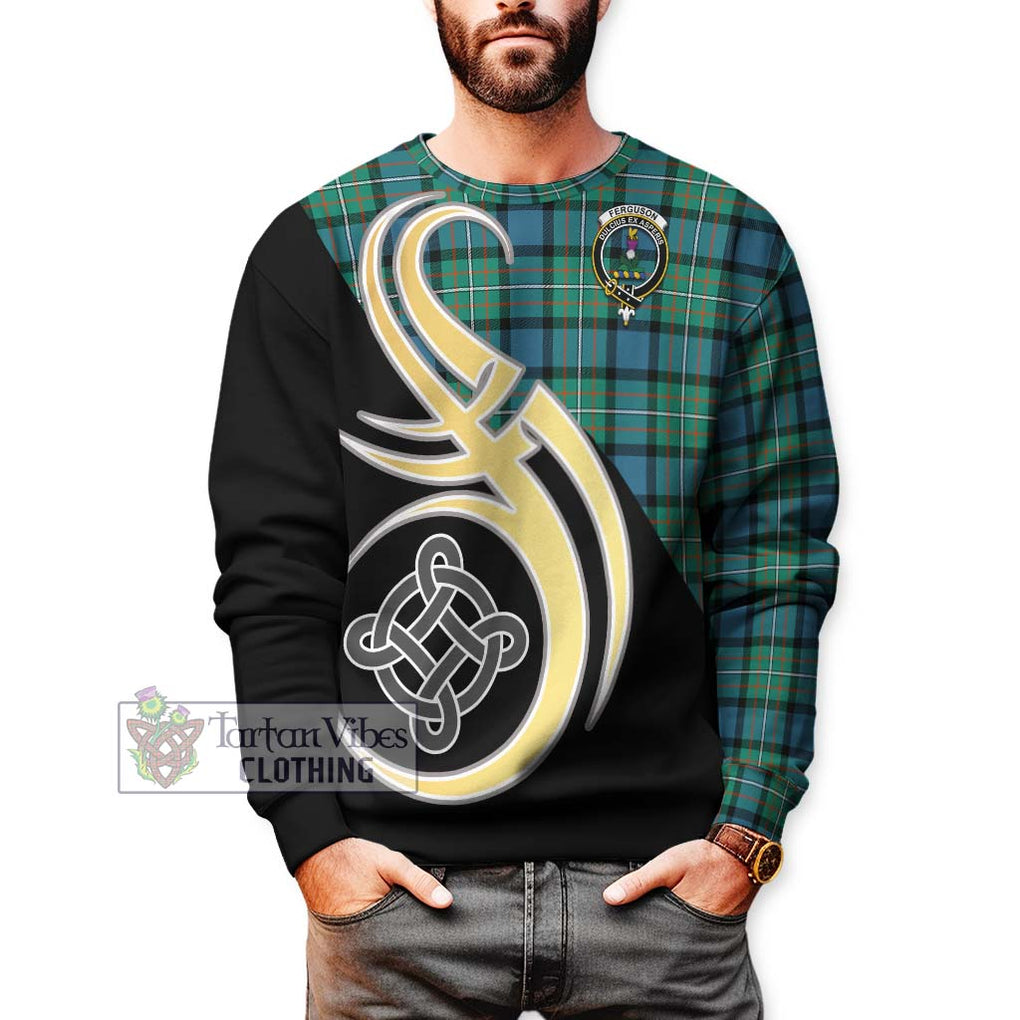 Ferguson (Fergusson) Tartan Sweatshirt with Family Crest and Celtic Symbol Style Unisex - Tartan Vibes Clothing