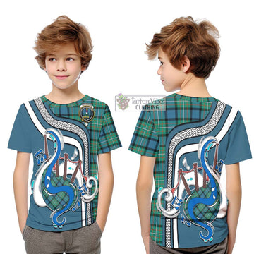 Tartan Vibes Clothing Ferguson Ancient Tartan Kid T-Shirt with Epic Bagpipe Style
