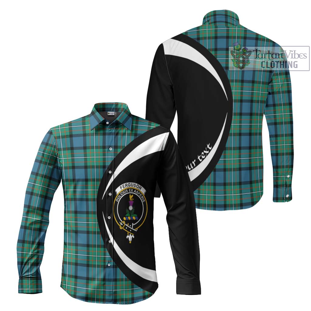 Ferguson (Fergusson) Tartan Long Sleeve Button Up with Family Crest Circle Style Men's Shirt S - Tartan Vibes Clothing