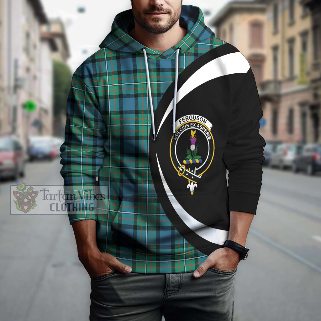 Tartan Vibes Clothing Ferguson Ancient Tartan Hoodie with Family Crest Circle Style
