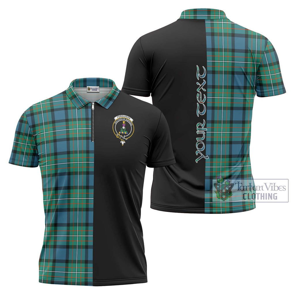 Ferguson (Fergusson) Tartan Zipper Polo Shirt with Family Crest and Half Of Me Style Unisex - Tartanvibesclothing Shop