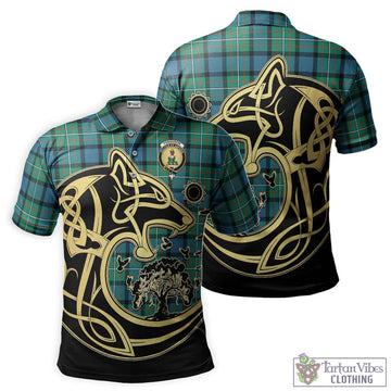 Ferguson (Fergusson) Tartan Polo Shirt with Family Crest Celtic Wolf Style