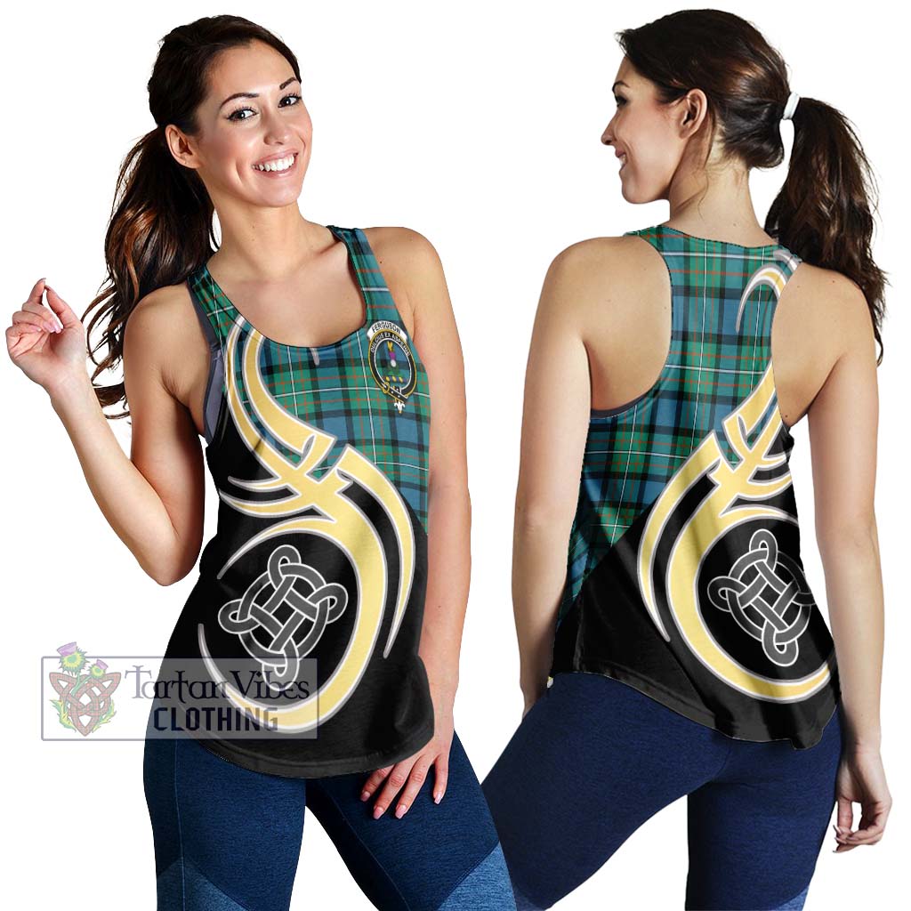 Ferguson (Fergusson) Tartan Women's Racerback Tanks with Family Crest and Celtic Symbol Style 4XL - Tartan Vibes Clothing