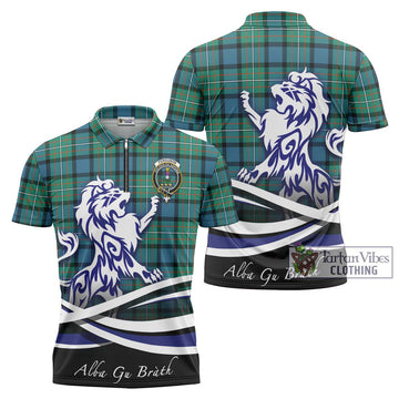 Ferguson (Fergusson) Tartan Zipper Polo Shirt with Alba Gu Brath Regal Lion Emblem Unisex - Tartanvibesclothing Shop
