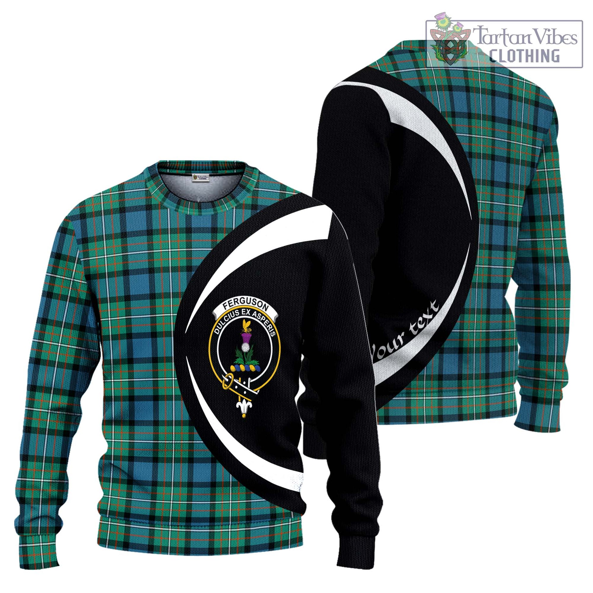Ferguson (Fergusson) Tartan Ugly Sweater with Family Crest Circle Style Unisex - Tartan Vibes Clothing