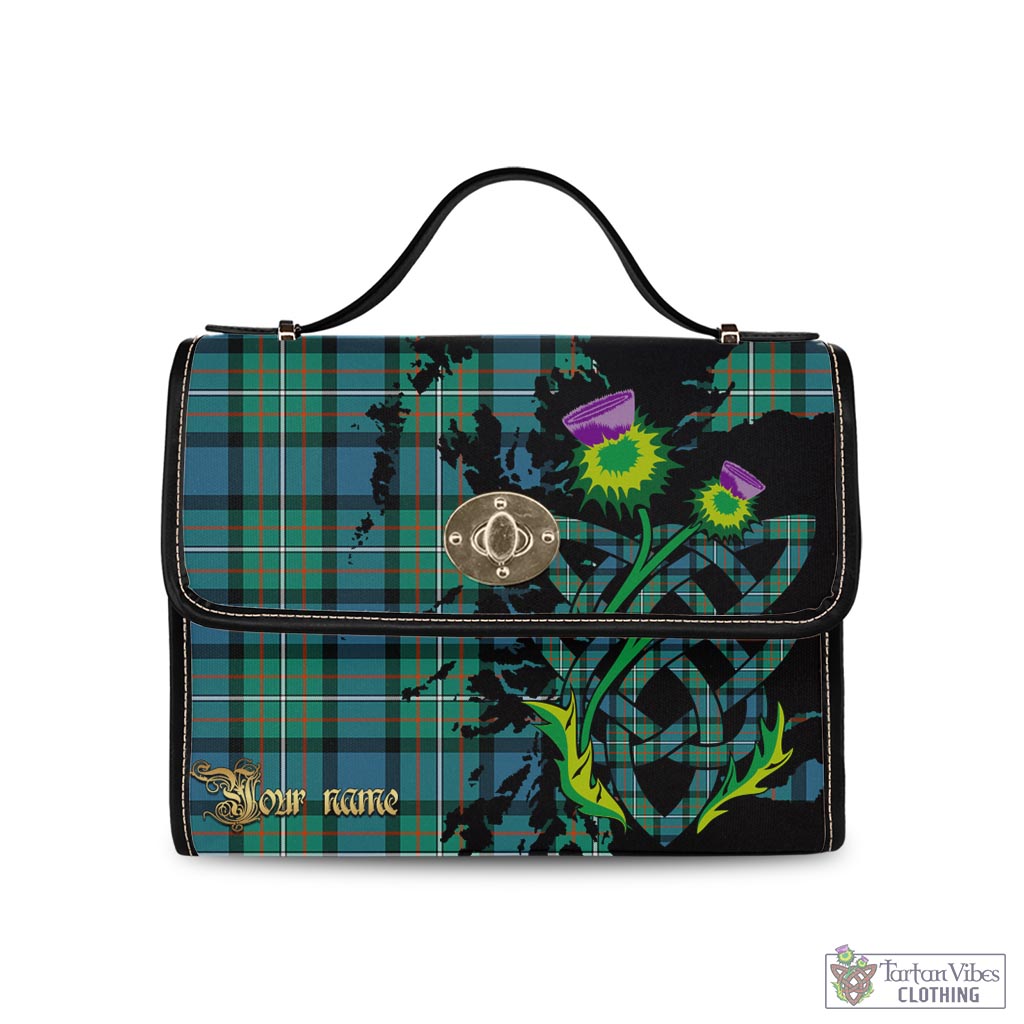 Tartan Vibes Clothing Ferguson Ancient Tartan Waterproof Canvas Bag with Scotland Map and Thistle Celtic Accents