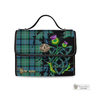 Tartan Vibes Clothing Ferguson Ancient Tartan Waterproof Canvas Bag with Scotland Map and Thistle Celtic Accents