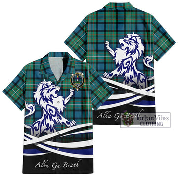 Ferguson (Fergusson) Tartan Short Sleeve Button Shirt with Alba Gu Brath Regal Lion Emblem Kid - Tartanvibesclothing Shop