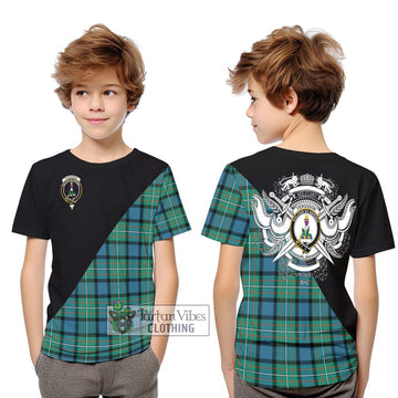 Ferguson (Fergusson) Tartan Kid T-Shirt with Family Crest and Military Logo Style Youth XL Size14 - Tartanvibesclothing Shop