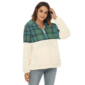 Ferguson (Fergusson) Tartan Half Style Women's Borg Fleece Hoodie with Half Zip