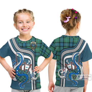 Tartan Vibes Clothing Ferguson Ancient Tartan Kid T-Shirt with Epic Bagpipe Style