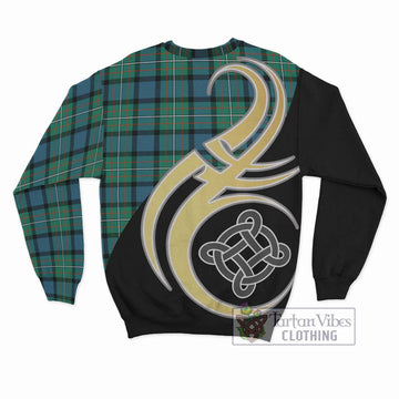 Ferguson (Fergusson) Tartan Sweatshirt with Family Crest and Celtic Symbol Style - Tartan Vibes Clothing