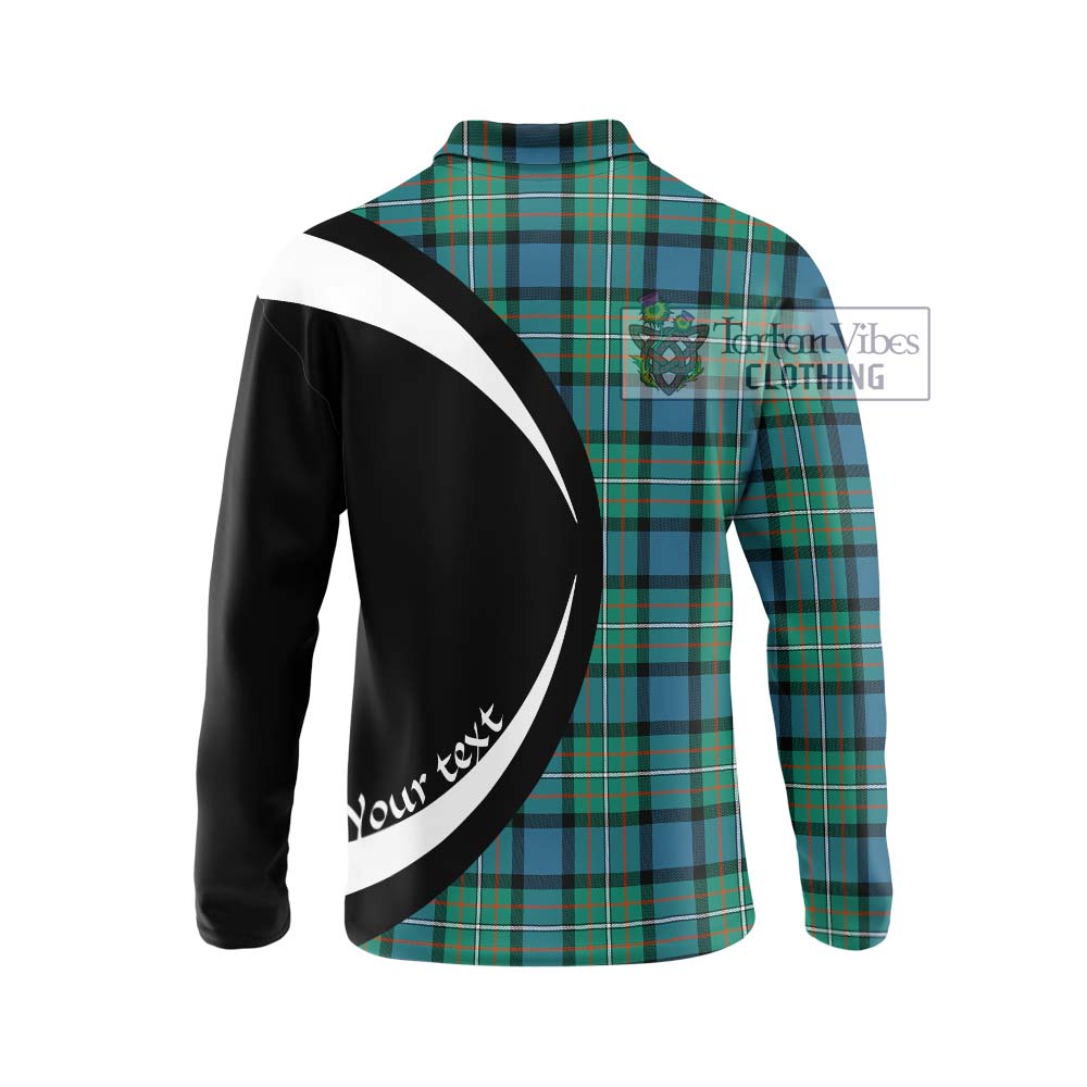 Ferguson (Fergusson) Tartan Long Sleeve Polo Shirt with Family Crest Circle Style - Tartan Vibes Clothing