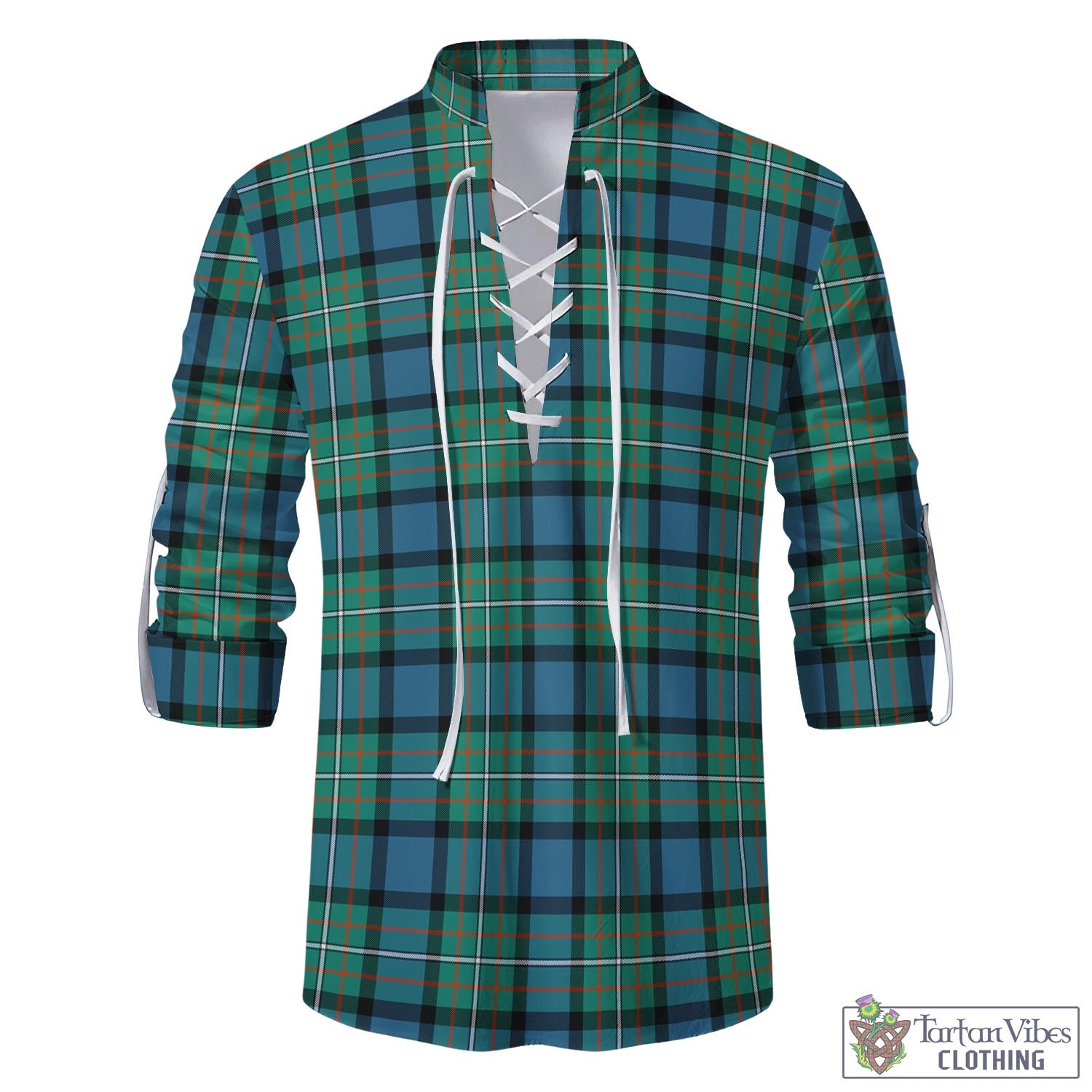 Tartan Vibes Clothing Ferguson Ancient Tartan Men's Scottish Traditional Jacobite Ghillie Kilt Shirt