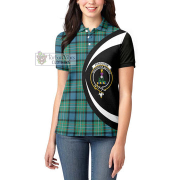 Ferguson (Fergusson) Tartan Women's Polo Shirt with Family Crest Circle Style - Tartan Vibes Clothing