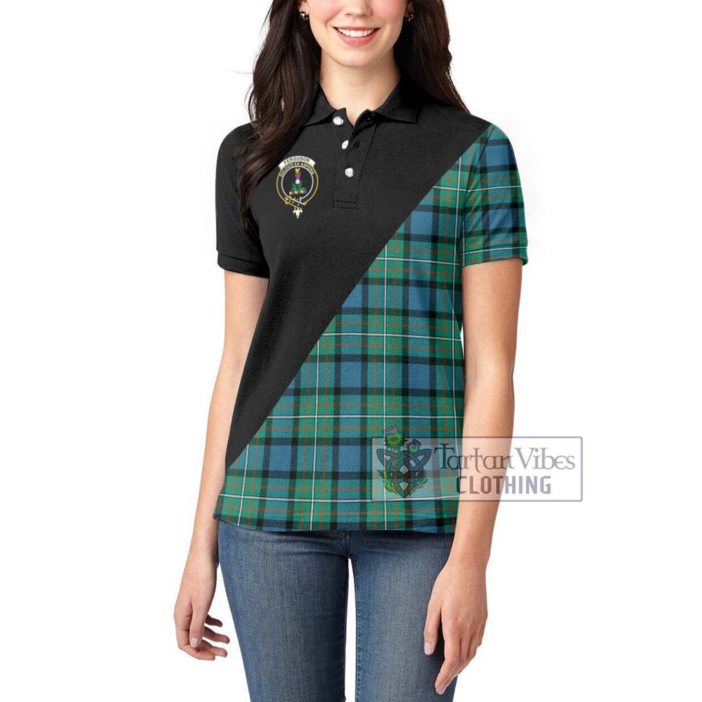 Ferguson (Fergusson) Tartan Women's Polo Shirt with Family Crest and Military Logo Style - Tartanvibesclothing Shop